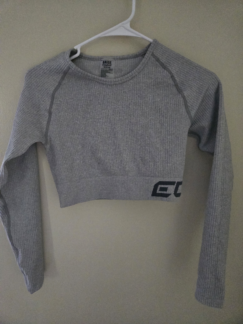 ECHT Gray Ribbed Long-Sleeve Crop Top